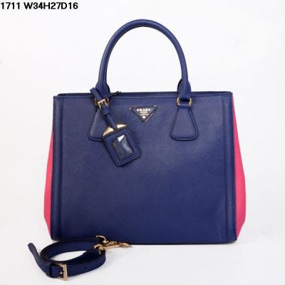 Prada Galleria Sapphire Blue Leather Tote Bag Delicate Trimming Hot Selling Outlet On Sale Replica 