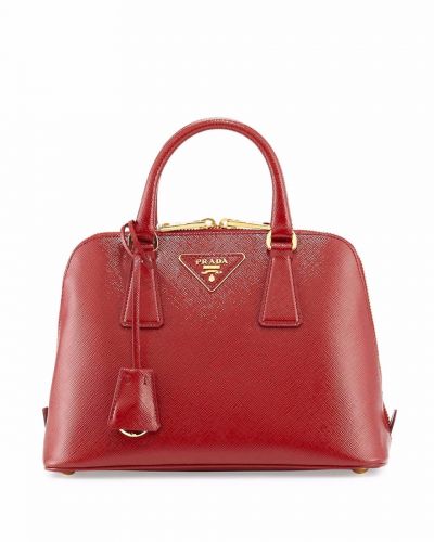 New Prada Promenade Smooth Leather Tote Bags AAA Quality Red Double Zip Gold Plated Hardware 