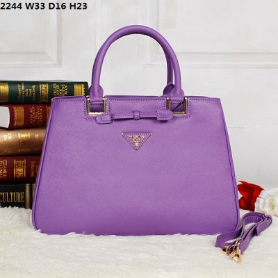 Elegant Prada Galleria Light Purple Leather Top Handle Tote Bags Delicate Trimming Gold Plated Hardware Replica