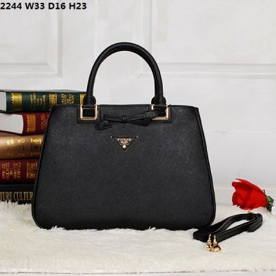 Black Prada Galleria Leather Tote Bags Top Zip Pockets Gold Hardware Removable Adjustable Shoulder Strap