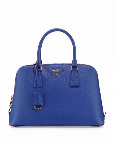 Winter New Prada Promenade Mini Leather Tote Bags Blue Exquisite Gold Plated Hardware Hot Selling