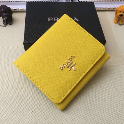 Summer New Yellow Prada Pebble Leather Wallets AAA Quality Replica Best Price in Malaysia 