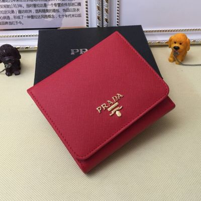 Replica Fashionable Red Prada Pebble Leather Wallet Multiple Card Slots 1MH176_QWA_F068Z Bottom Closure Gold Hardware Logo 