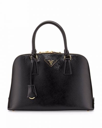Prada Promenade Black Leather Fake Tote Bags Large Pocket Gold Plated Logo Small Size On Sale 1BA837_NZV_F0002_V_OOO
