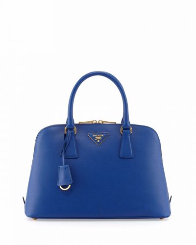 Mini Blue Ladies Prada Promenade Leather Tote Bags Multiple Pocket Double Zip Gold Hardware Selling