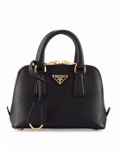 Black Prada Promenade Tote Bags Leather Delicate Gold Hardware Short Handle Mini Ladies For Sale Replica