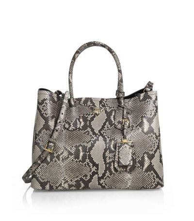 Winter New Prada Double Python Leather Medium Tote Bags Open Closure Gold Plated Hardware Exquisite Trimming Replica