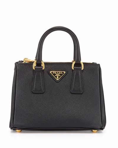 Prada Galleria Black Leather Tote Bags Gold Hardware Mini Crossbody Bags Ladies Online Sale