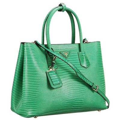 2020 New Prada Double Green Crocodilee Leather City Bags Removable Adjustable Shoulder Strap Online Sale Singapore Replica