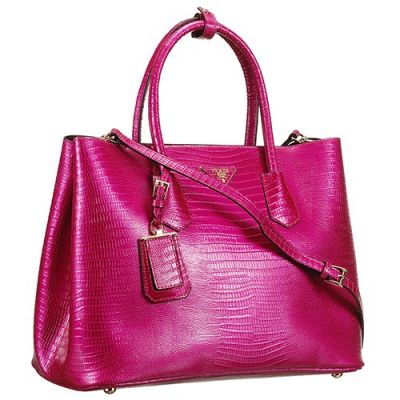 AAA Quality Prada Double Purple Leather City Bags Leather Triangle Logo Flat Bottom Free Shipping   